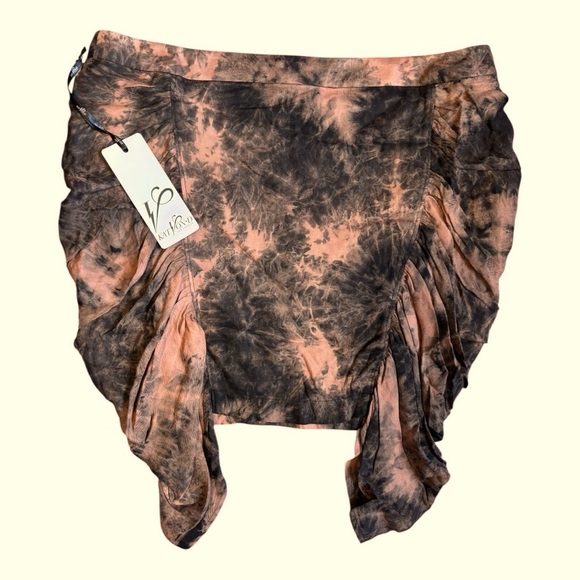 Kat Von D Black & Brown tie dye Ruched Mini Skirt 10 - Picture 2 of 7